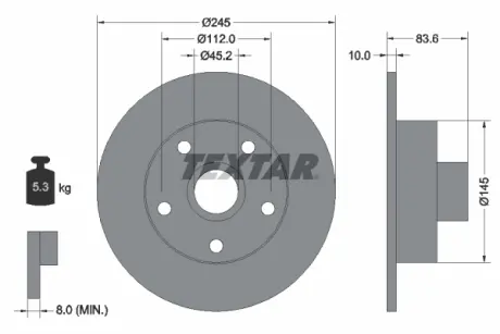 Тормозной диск TEXTAR 92072105