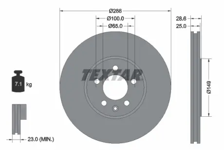 Тормозной диск TEXTAR 92072805