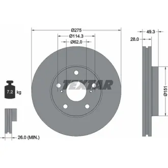 Диск гальмівний LEXUS/TOYOTA ES/Avalon/Camry "F D=275mm "91>> TEXTAR 92077703