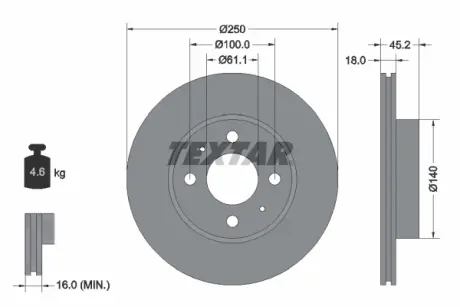 Тормозной диск TEXTAR 92080100