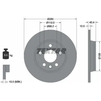 Диск гальмівний (задній) VW T4 91-03 (280x12) PRO TEXTAR 92083903