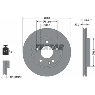 Диск гальмівний MERCEDES A1(W168) "F D=260mm "97-"04 TEXTAR 92091303