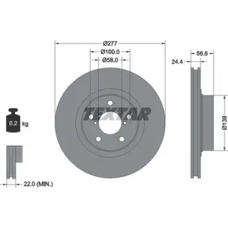 Диск гальмівний (передній) Subaru Forester 97-/Impreza 00-/Outback 08-09 2.0/2.5 AWD (277x24) PRO TEXTAR 92094603