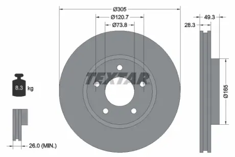 Тормозной диск TEXTAR 92098905