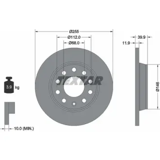 Диск гальмівний AUDI/SEAT A4/Exeo "R D=255mm "00-13 TEXTAR 92106303