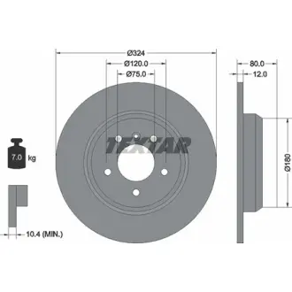 Диск гальмівний (задній) BMW X5 (E53) 3.0-4.4i 00-06 (324x12) PRO TEXTAR 92107403