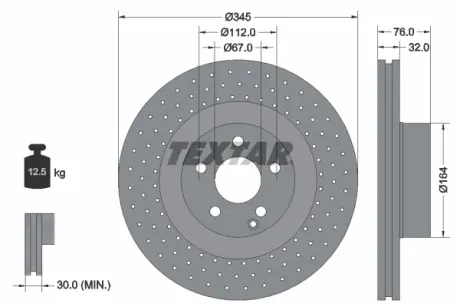 Тормозной диск TEXTAR 92108803