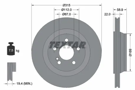 Тормозной диск TEXTAR 92109003