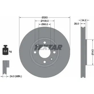 Диск гальмівний (передній) Citroen Berlingo 08- (283x26) PRO TEXTAR 92111603