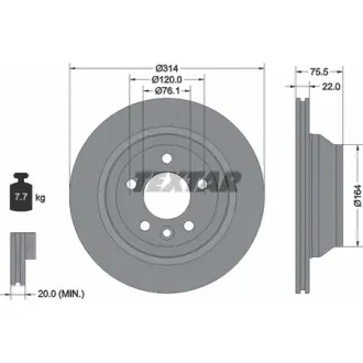 Диск гальмівний VW Multivan/Touareg/T5 "R D=314mm "02-15 TEXTAR 92121903