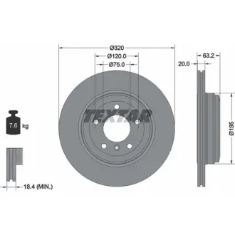 Диск гальмівний (задній) BMW 5 (E60)/5 (E61)/6 (E64) 03-12 (320x20) PRO TEXTAR 92122703