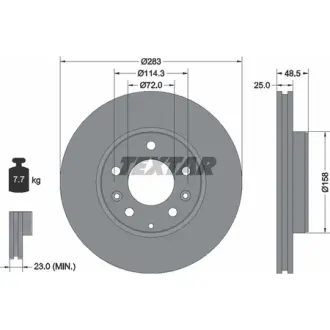 Диск гальмівний (передній) Mazda 6 02-13 (283х25) PRO TEXTAR 92125503