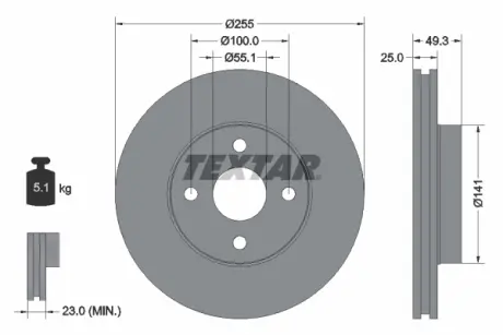 Тормозной диск TEXTAR 92125800
