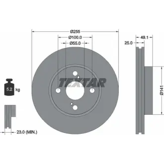 Диск гальмівний TOYOTA Corolla/Prius "F D=255mm "97-13 TEXTAR 92125903