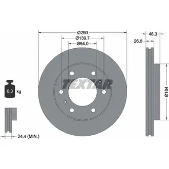 Диск гальмівний (передній) Mitsubishi Pajero 00-07 (290x26) PRO TEXTAR 92128803