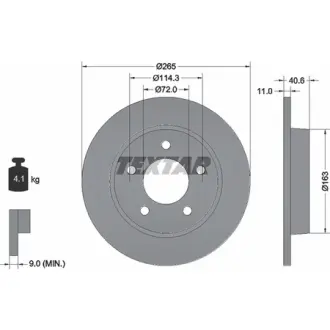 Диск гальмівний (задній) Mazda 3 1.3-2.2 MZR 04-14 (265x11) TEXTAR 92130500