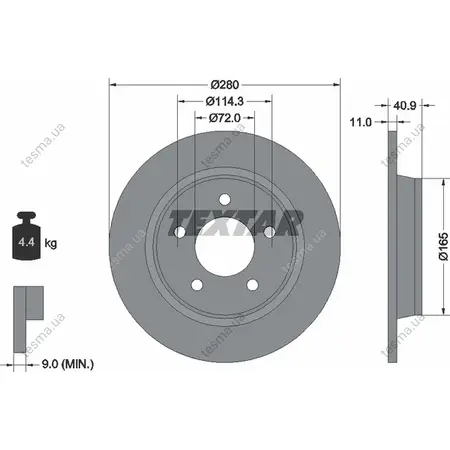 Тормозной диск TEXTAR 92130600 (фото 1)