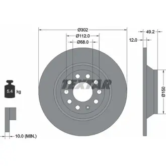 Диск гальмівний AUDI A6 "R D=302mm "04-18 TEXTAR 92132503
