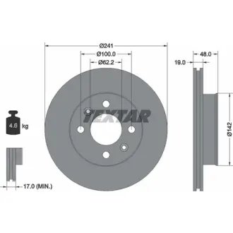 Диск гальмівний (передній) Hyundai Getz 02-10 (241x19) PRO TEXTAR 92134103