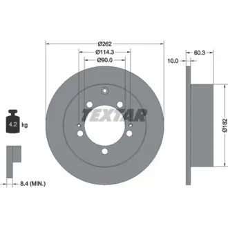 Диск гальмівний CHRYSLER/MITSUBISHI Sebring/Lancer/Outlander "R D=262mm "95-13 TEXTAR 92136103