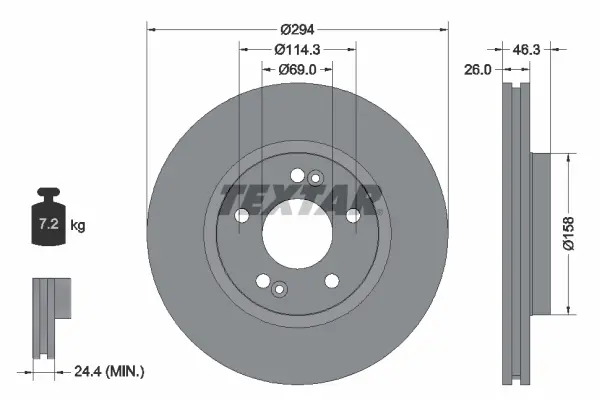 Тормозной диск TEXTAR 92136400 (фото 1)