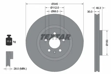 Тормозной диск TEXTAR 92143900