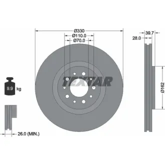 Диск гальмівний (передній) Jeep Cherokee 13-(330x28) PRO TEXTAR 92145103