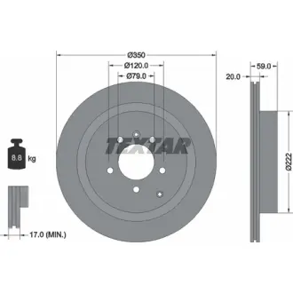 Диск гальмівний (задній) Land Rover Discovery IV 09-/Range Rover Sport 05-13 (350x20) PRO TEXTAR 92147703