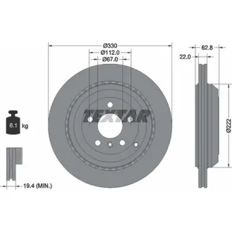 Диск гальмівний (задній) MB GL-class (X164)/M-class (W164) 06- (330x22) PRO TEXTAR 92150903