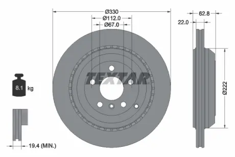 Тормозной диск TEXTAR 92150905