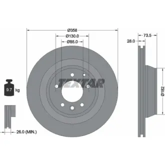 Диск гальмівний (задній) Audi Q7 06-16/Porsche Cayenne 02-/VW Touareg 03-10 (358x28) PRO TEXTAR 92151403