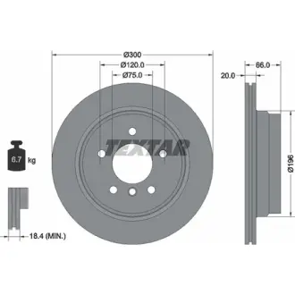 Диск гальмівний (задній) BMW 1 (E81/E87)/3 (E90/E91/E92/E93) 03-13/X1 (E84) 09-15 (300x20) PRO TEXTAR 92154903