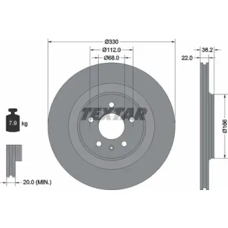 Диск гальмівний (задній) Audi A4/A5 08-17/Q5 08- (330х22) PRO TEXTAR 92160303