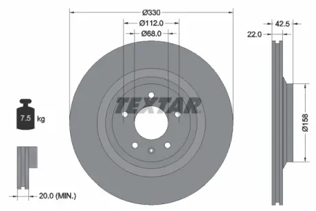 Тормозной диск TEXTAR 92160405