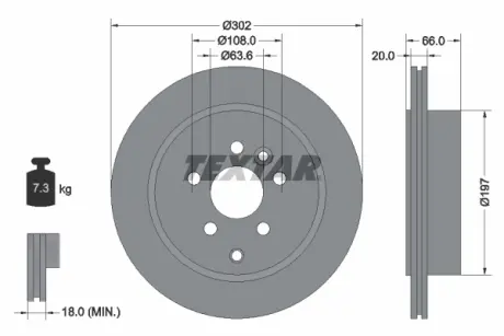 Тормозной диск TEXTAR 92162800