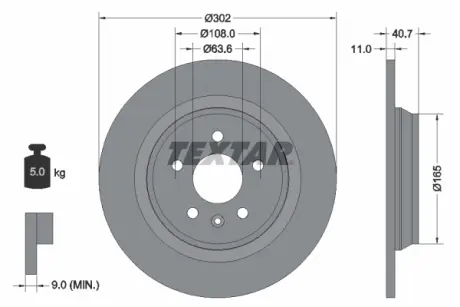 Тормозной диск TEXTAR 92162905
