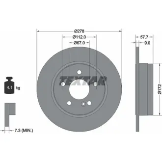 Диск гальмівний MERCEDES C(W204,S204) "R D=278mm "07>> TEXTAR 92163103