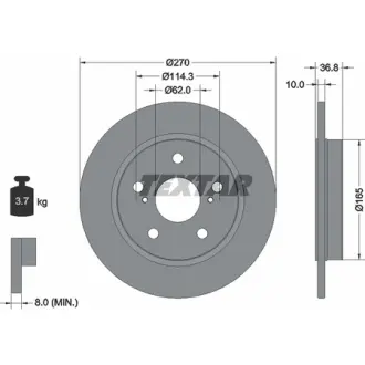 Диск гальмівний (задній) Toyota Auris/ Corolla 06- (270x10) PRO TEXTAR 92164003