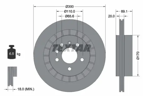 Тормозной диск TEXTAR 92164905