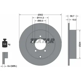 Диск гальмівний (задній) Mitsubishi Outlander/Citroen C-Crosser 06- (302x10) PRO TEXTAR 92167003