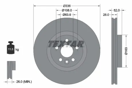 Тормозной диск TEXTAR 92168200