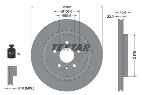 Тормозной диск TEXTAR 92168300
