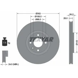 Диск гальмівний (передній) Citroen C4/Peugeot 208/308 1.0-2.0 04- (302x26) PRO TEXTAR 92168503