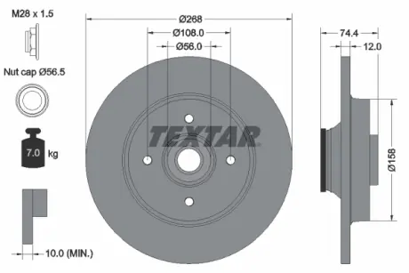 Тормозной диск TEXTAR 92168700