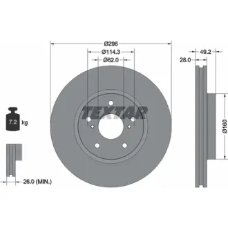 Диск гальмівний (передній) Lexus IS/Toyota Crown 09- (296x28) PRO TEXTAR 92174303
