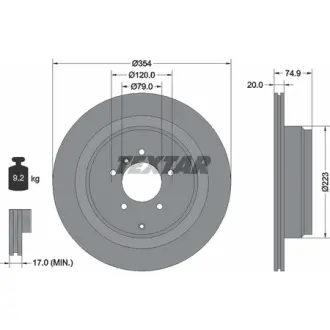 Диск гальмівний (задній) Land Rover Discovery III 04-09/Range Rover 02-12 (354x20) PRO TEXTAR 92175503