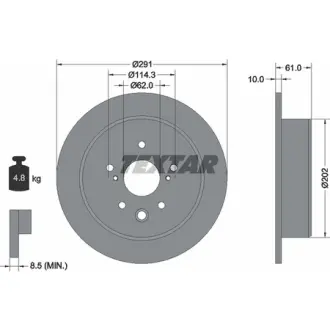 Диск гальмівний (задній) Lexus IS/Toyota Crown 09- (291x10) PRO TEXTAR 92179803