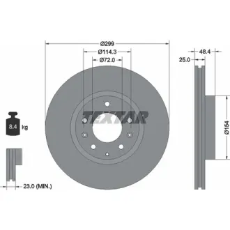 Диск гальмівний (передній) Mazda 6 07-13 (299x25) PRO TEXTAR 92180703