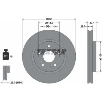 Диск гальмівний (передній) Honda CR-V III-IV 2.0-2.2D-2.4 07- (293x28) PRO TEXTAR 92184803