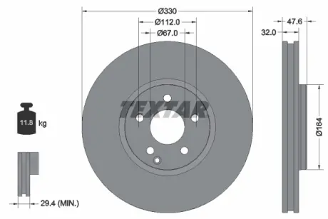 Тормозной диск TEXTAR 92198805